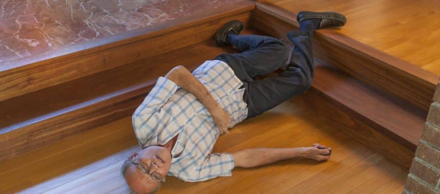 Senior man injured in a fall on stairs inside a private home in Georgia
