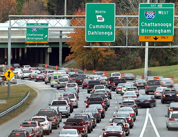 GA-400 traffic heading to Cumming and Dahlonega