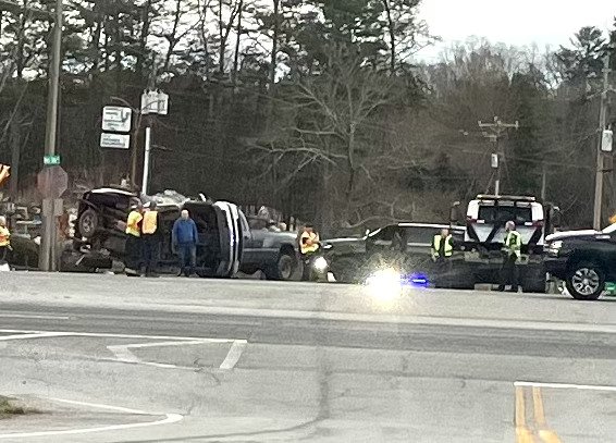 Car accident scene in Dawsonville Georgia