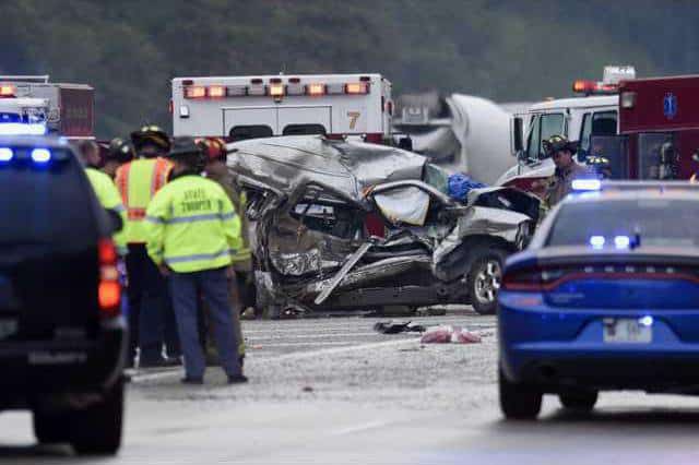 Car accident scene in Gainesville Georgia