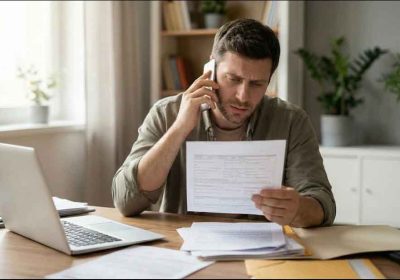 Person reviewing insurance claim documents after car accident in Georgia