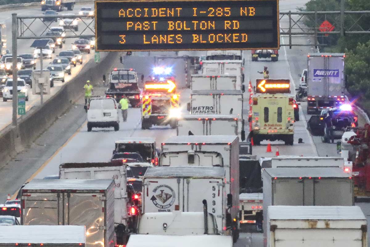 Commercial truck traffic on Atlanta interstate
