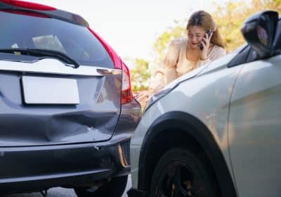 Driver calling for help after rear-end accident in Georgia