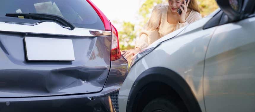 Driver calling for help after rear-end accident in Georgia